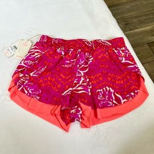 NEW with tags Maaji hot pink neon orange floral tropical track shorts girly
